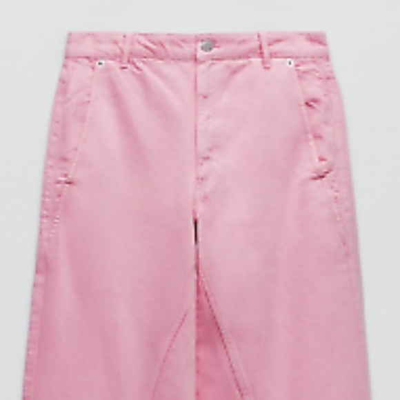 ZARA Super Wide Leg Pastel Pink Jeans BNWT - Picture 3 of 5